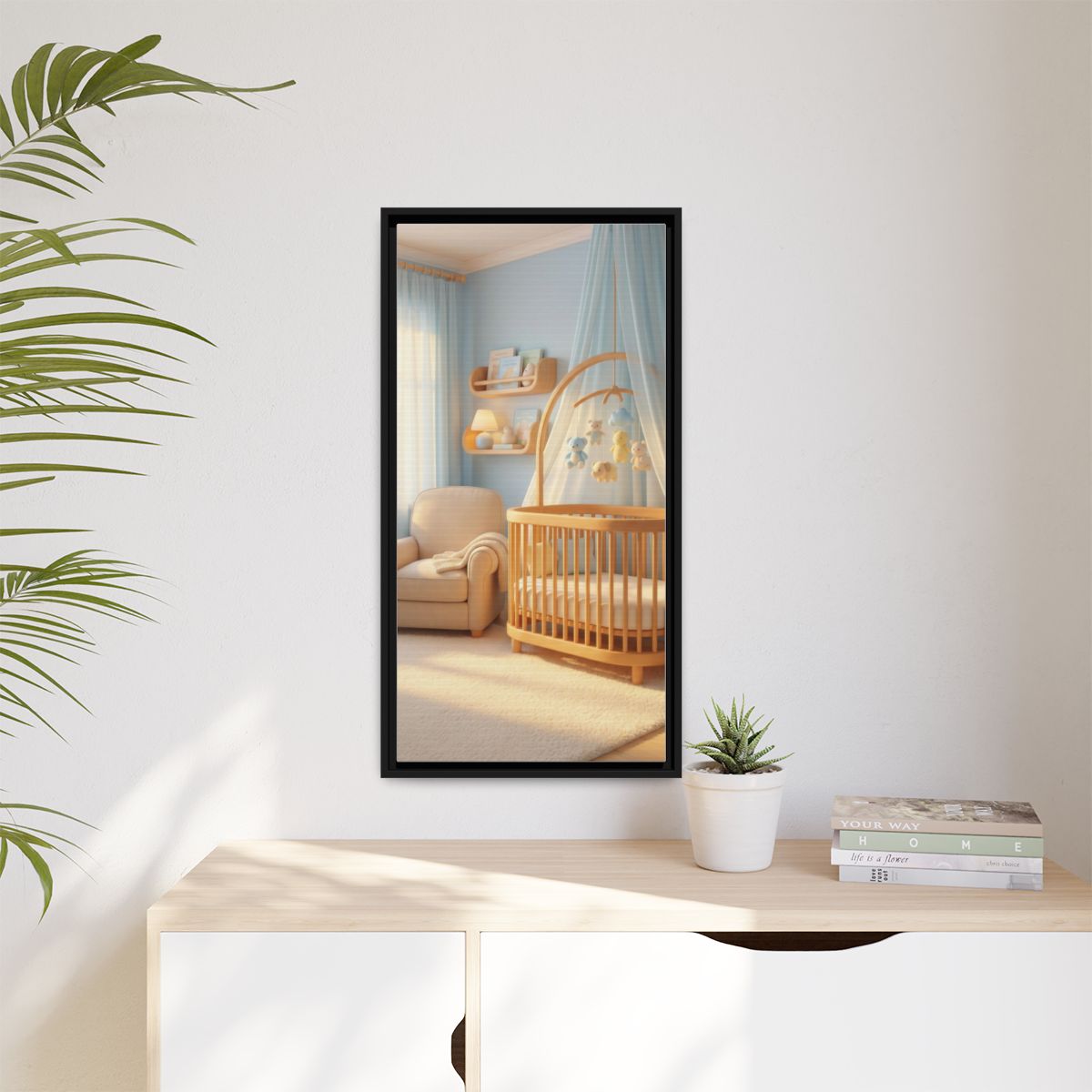 Matte Canvas, Framed - Dreamy Serene Nursery Art — Black /...
