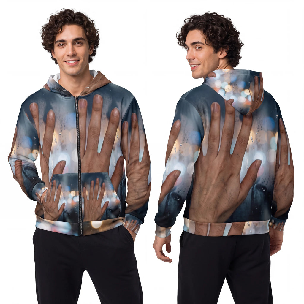 Men's Unisex Zip Hoodie Rainy City Window