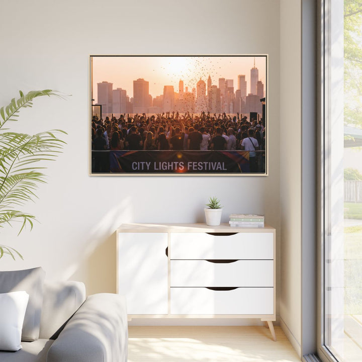 Framed Matte Canvas - City Lights Festival (10×8, 12×9, 14×11, 16×12, 20×10, 18×12, 20×16, 24×16, 24×18, 36×12, 24×20, 32×16, 30×20, 30×24, 32×24, 48×16, 36×24, 48×24, 40×30, 60×20, 48×32, 60×30 & 60×40)