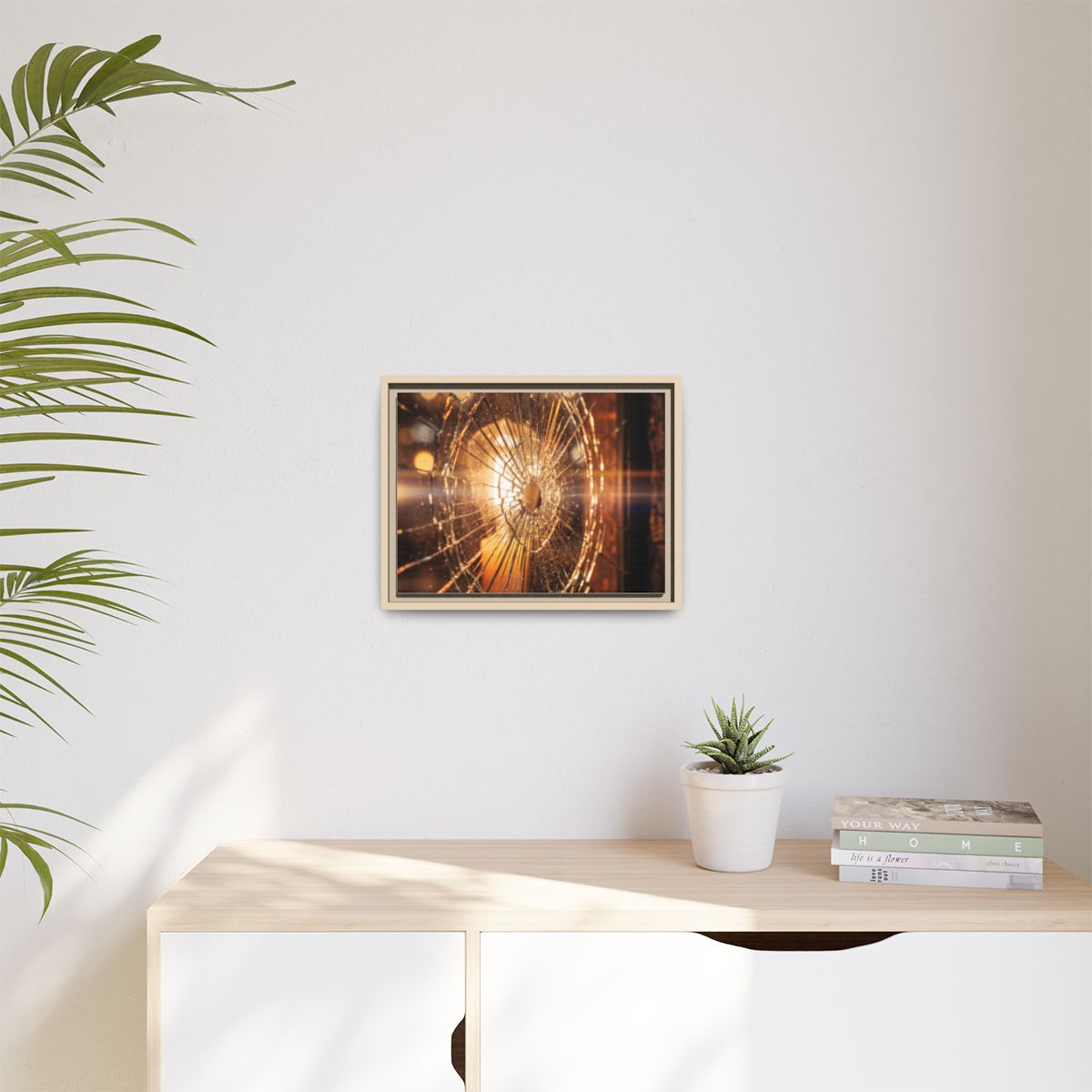 Matte Canvas, Framed - Golden Fractured Art — Natural /... |...