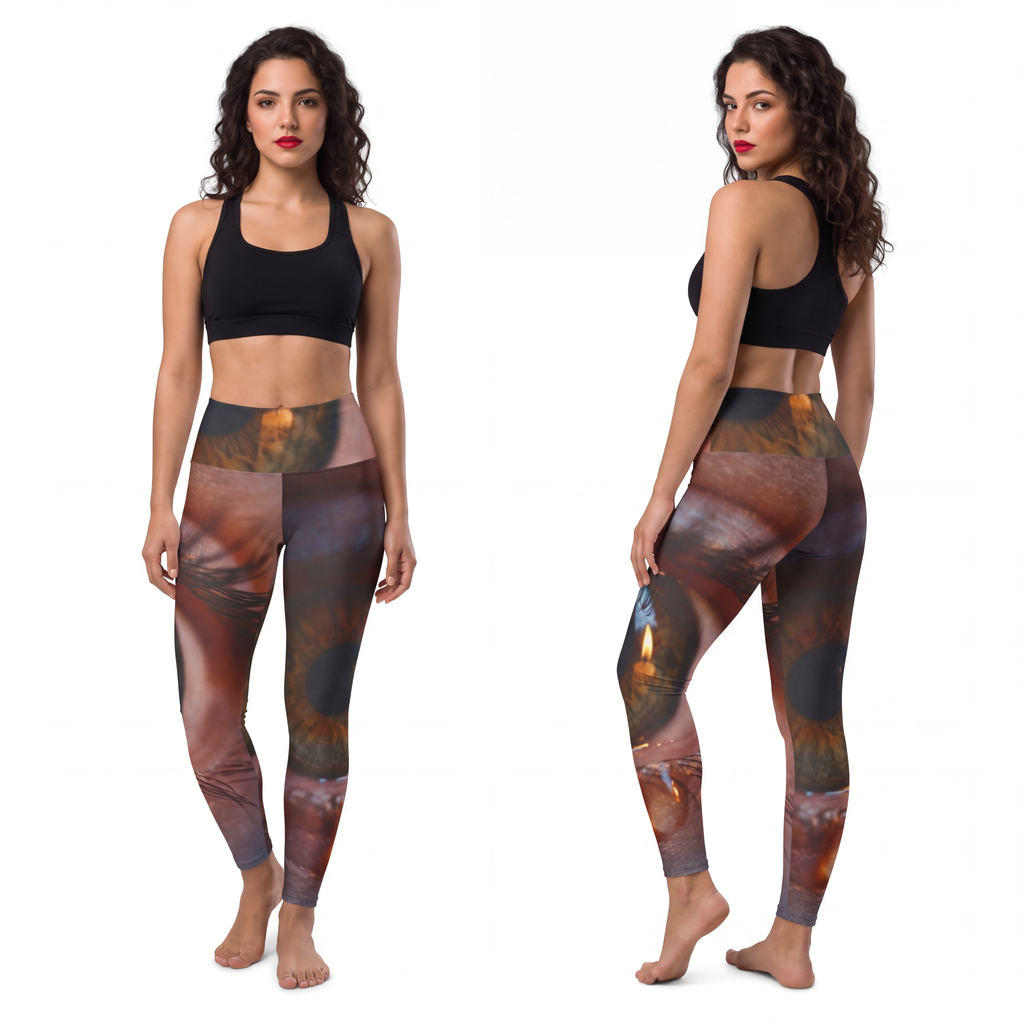 Women's Yoga Pants - Amber Iris Reflection Fine Art Print |...
