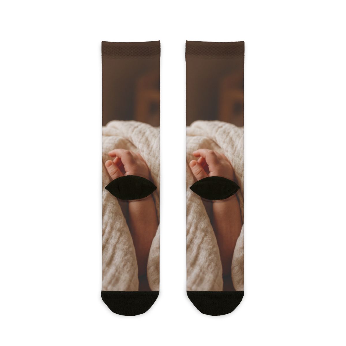 Sublimation Crew Socks - Tender Newborn Hand in Soft Muslin...