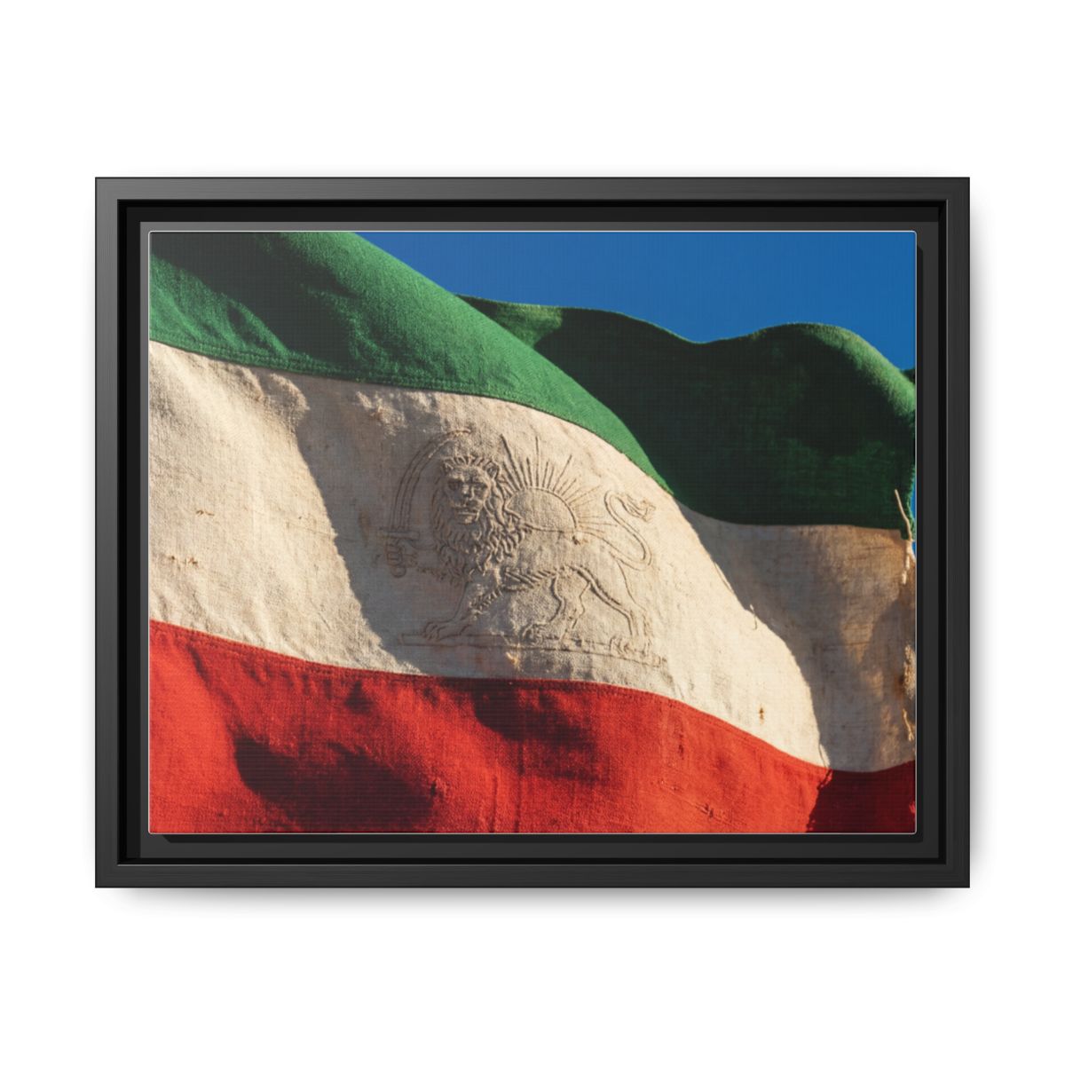 Framed Canvas Art - Distressed Flag — Black / 1.25"