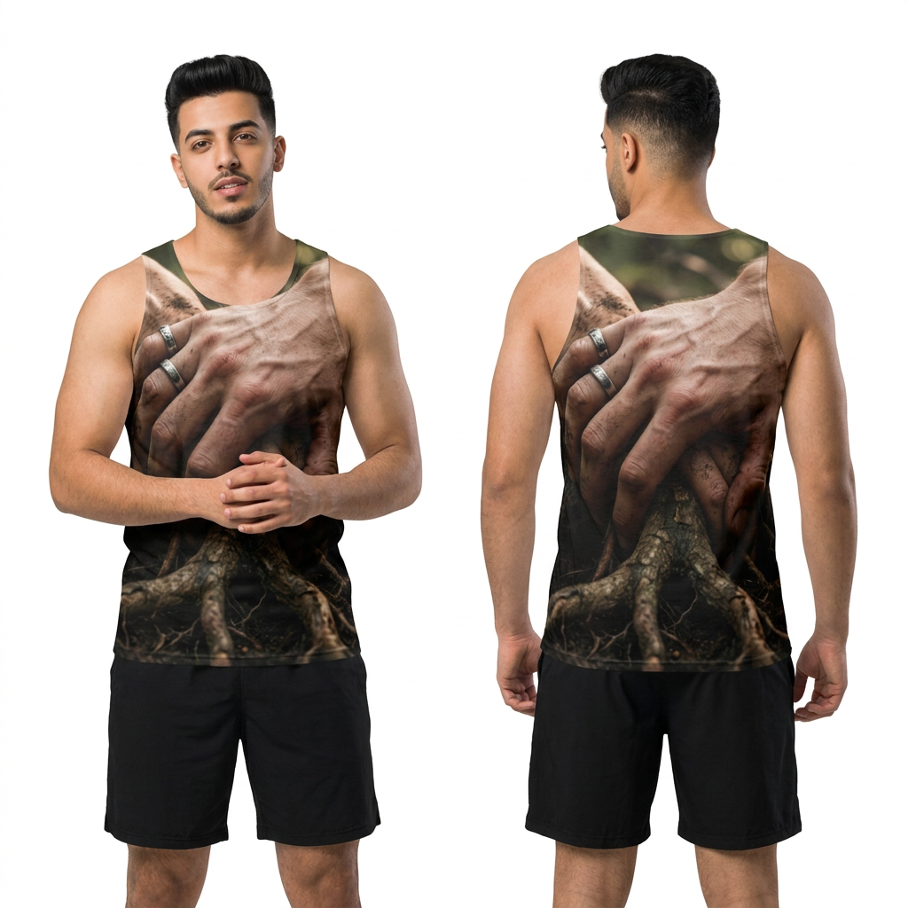 Men's Tank Top with Forest Roots Art