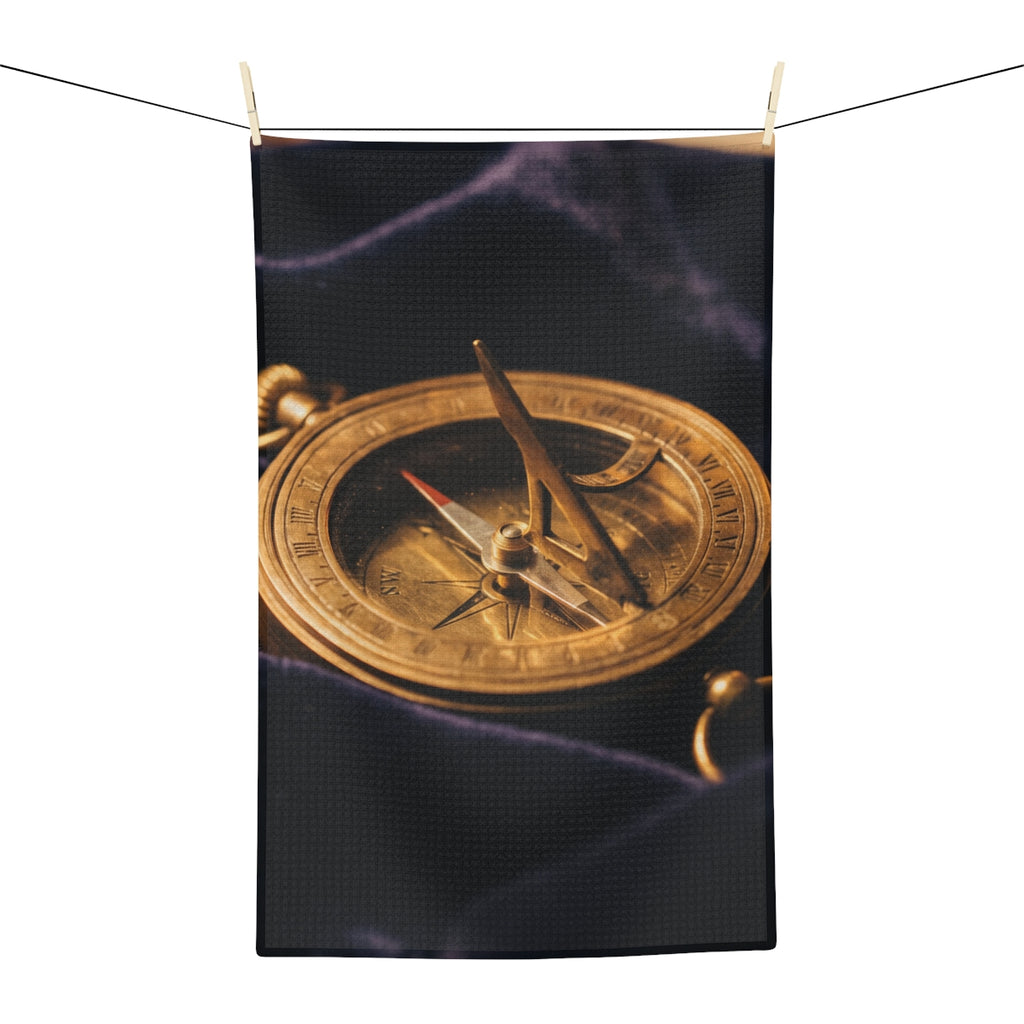 Brass Sundial Compass Microfiber Tea Towel