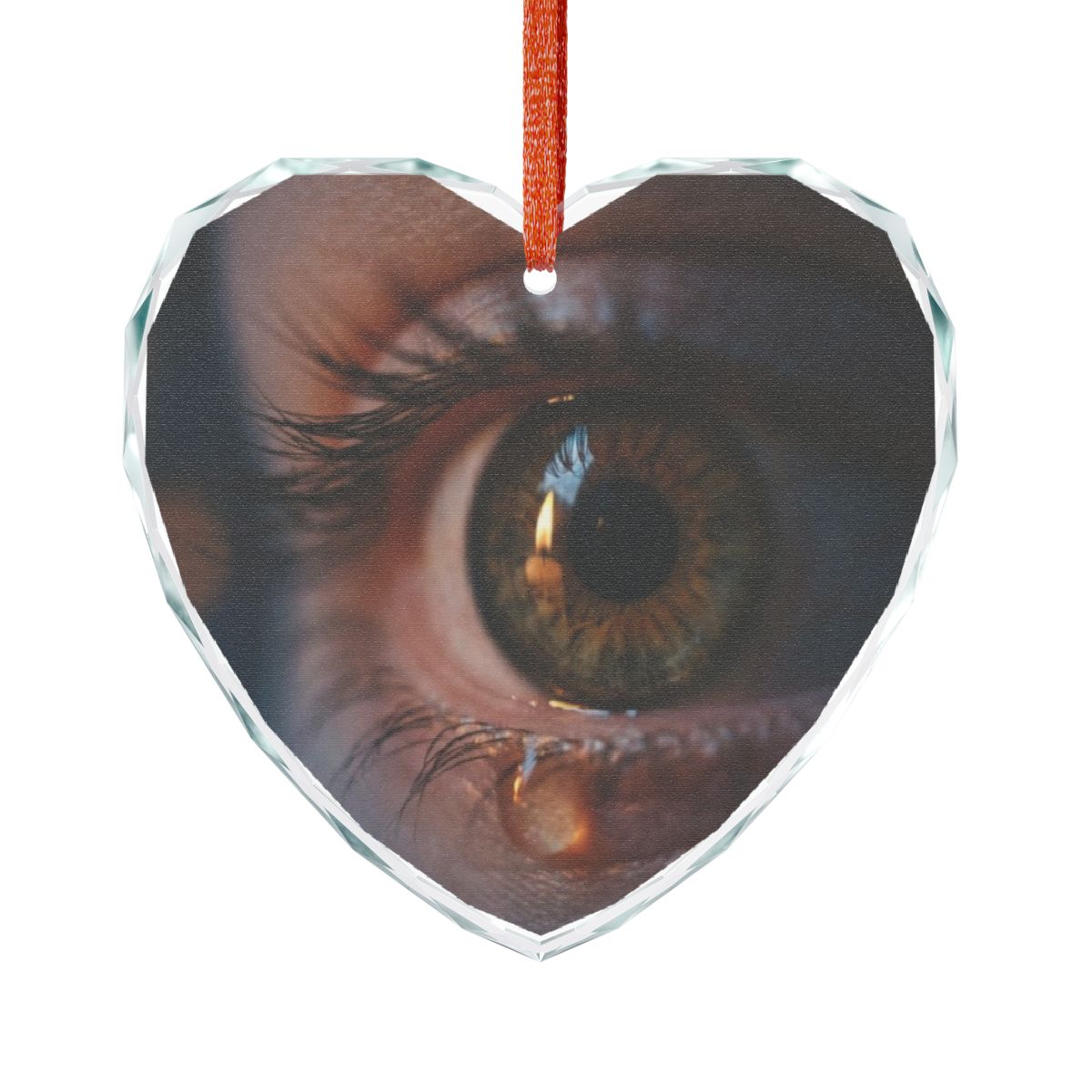 Crystal Glass Ornament - Golden Reflection Eye Art Print |...