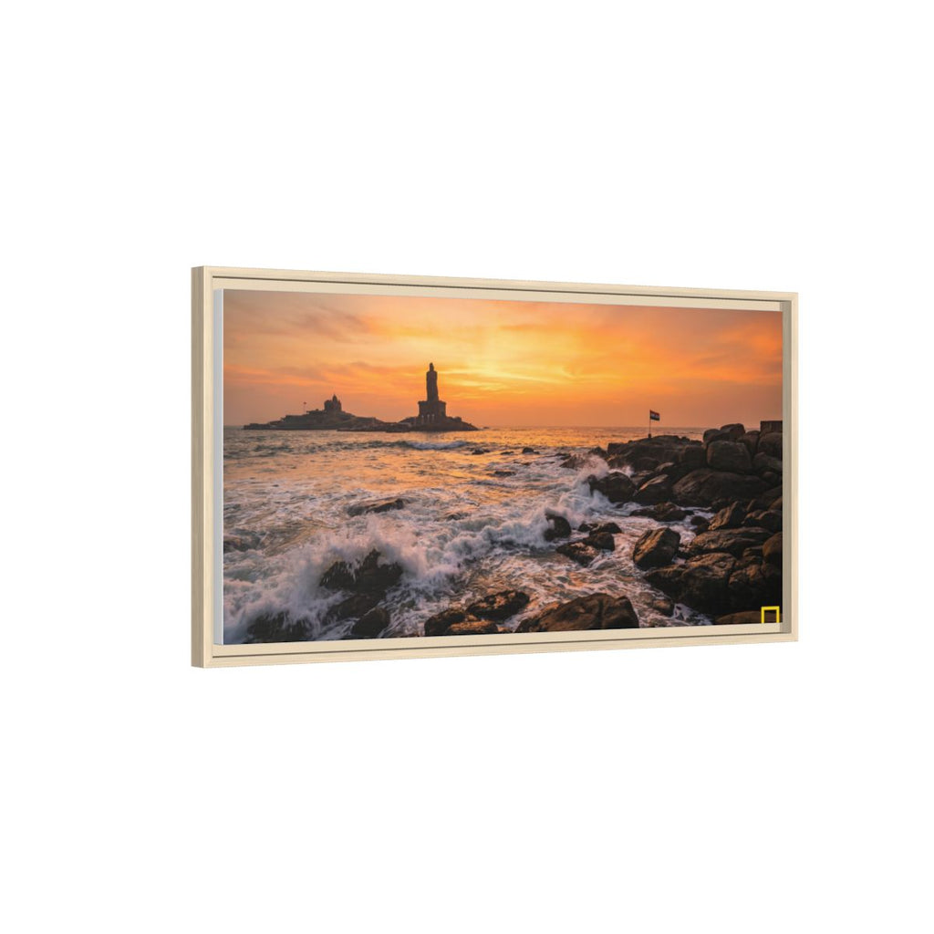 Framed Canvas - Golden Coast Dawn — Natural / 1.25"