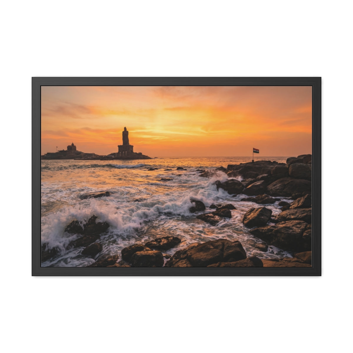 Framed Posters - Coastal Golden Glow — Landscape