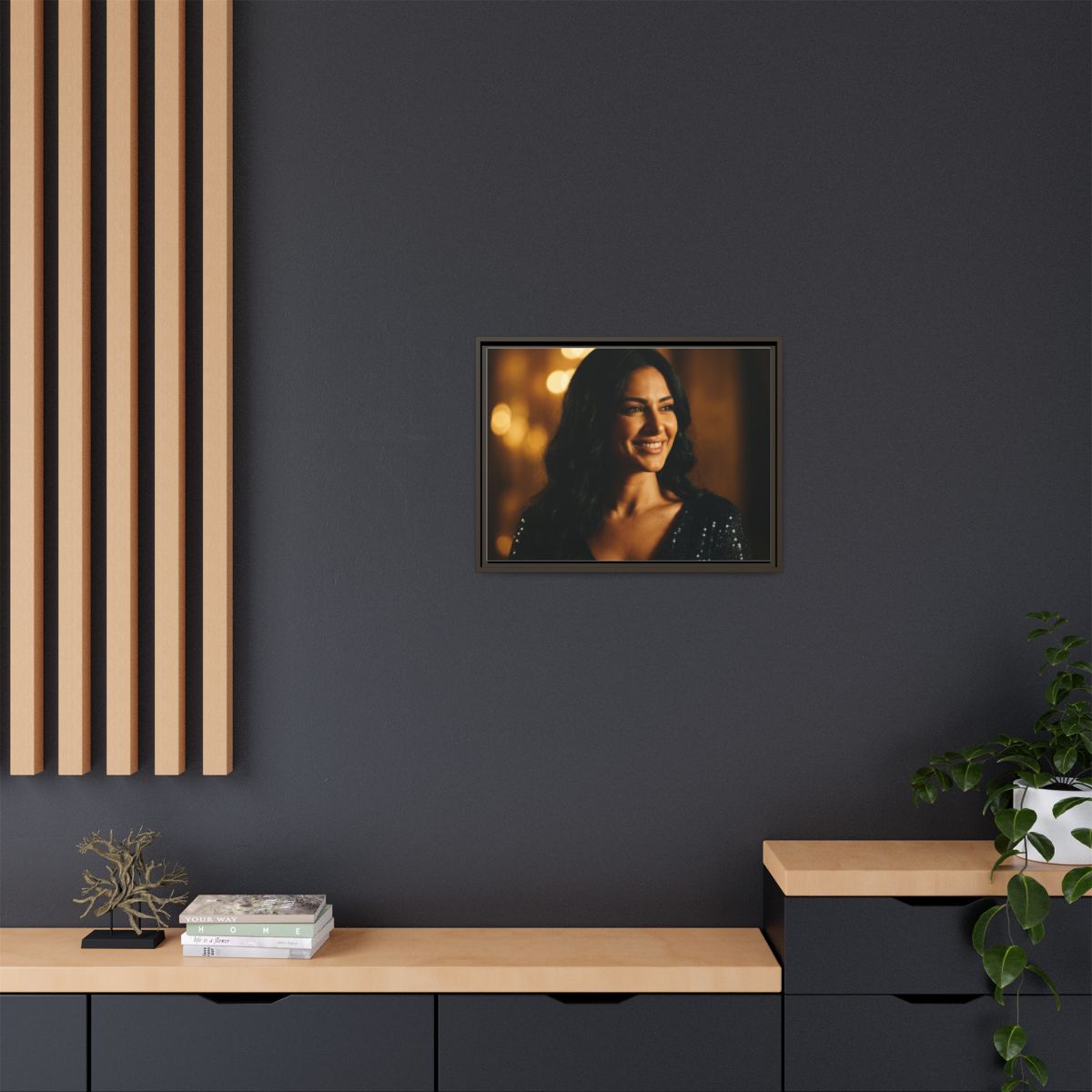 Framed Canvas Art - Golden Glamour — Espresso / 1.25"