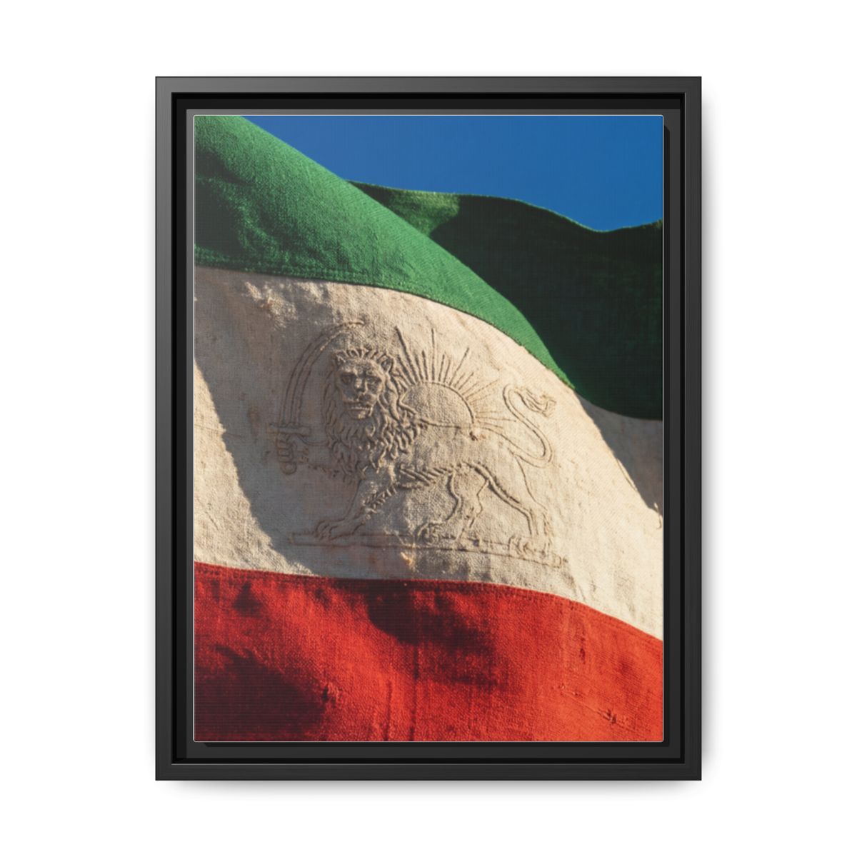 Framed Canvas Art - Distressed Flag — Black / 1.25"