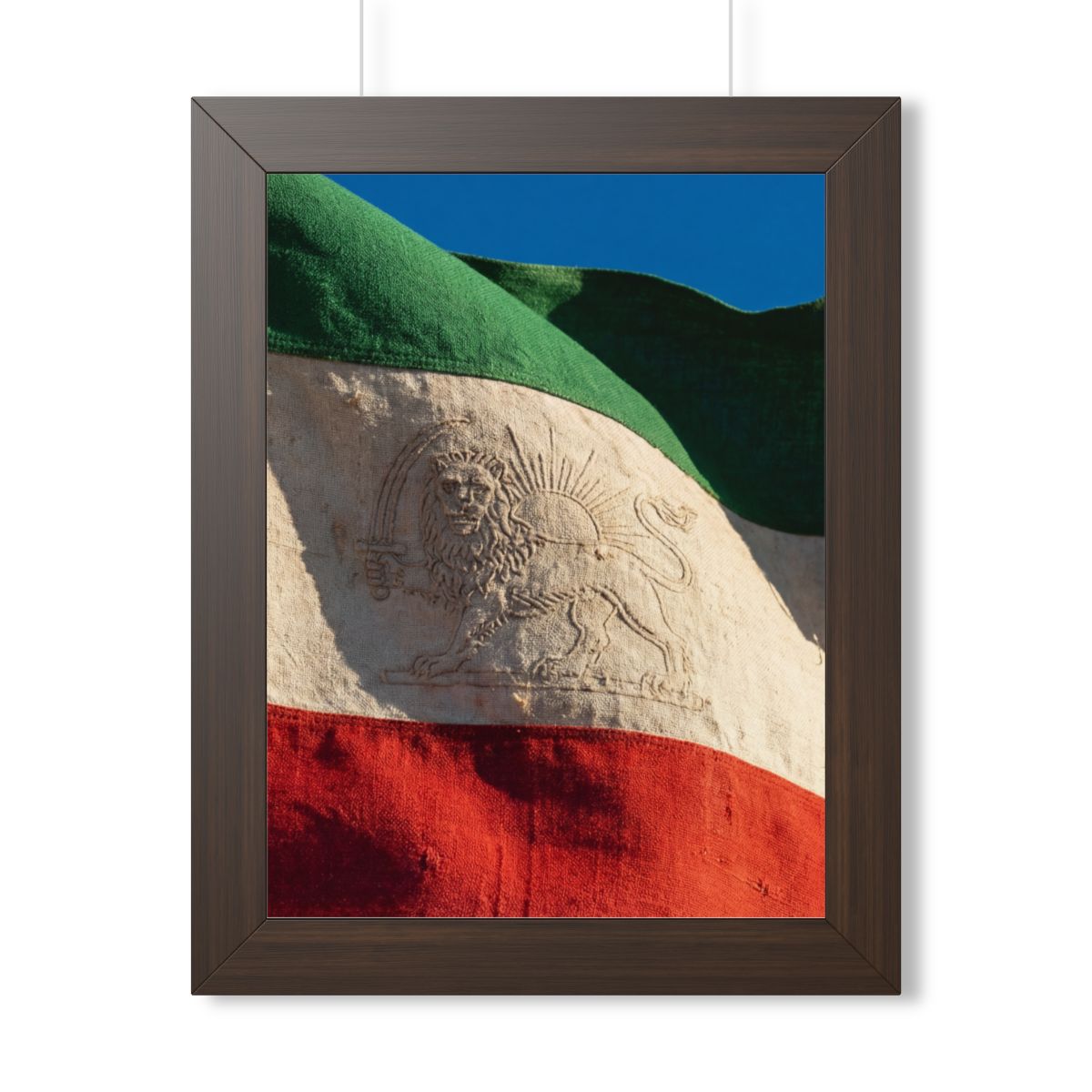 Framed Vertical Poster - Vintage Persian Lion and Sun Flag...