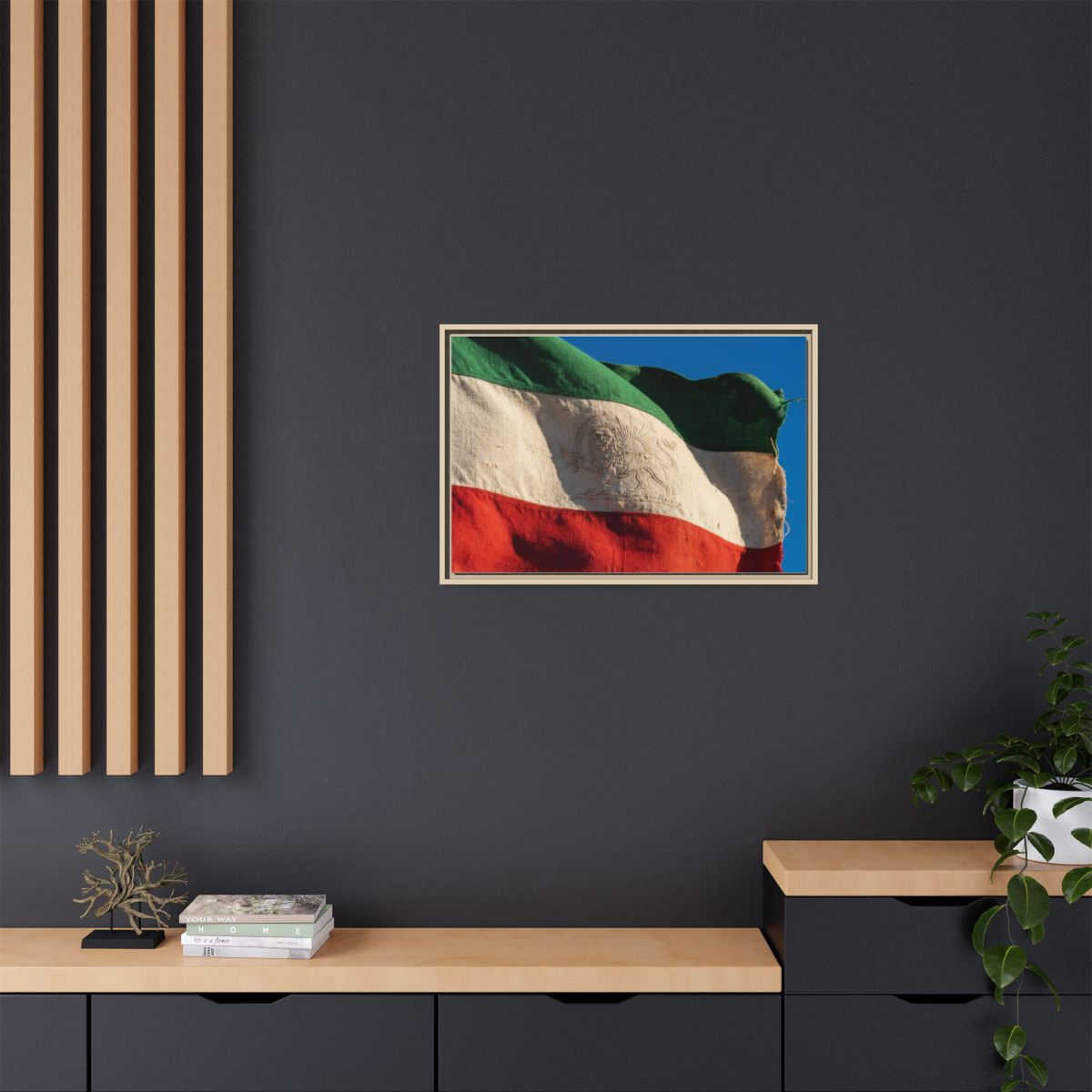 Framed Canvas Art - Distressed Flag — Natural / 1.25"