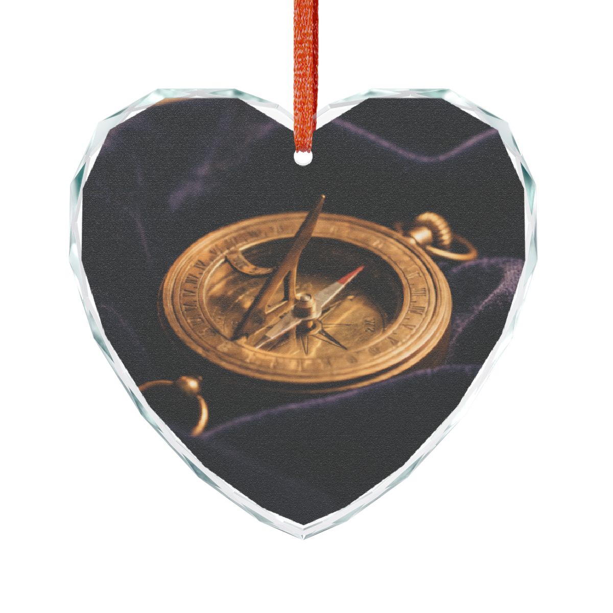 Sundial Compass Crystal Glass Ornament