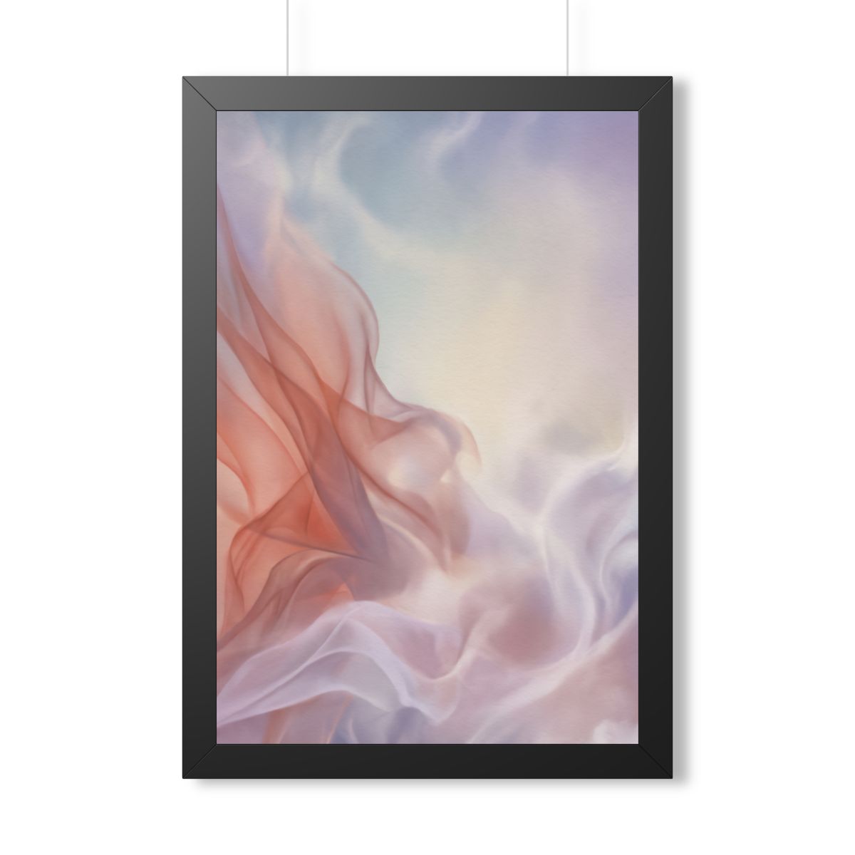 Framed Vertical Poster - Ethereal Silk Flow Pastel... |...