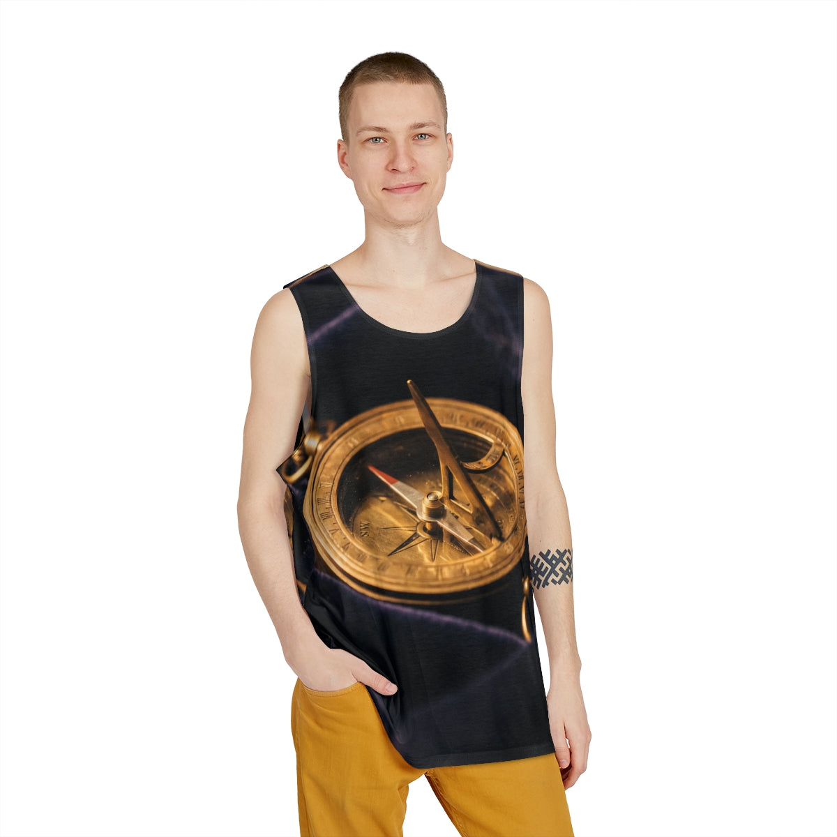 Men's Tank Top with Antique Brass Sundial