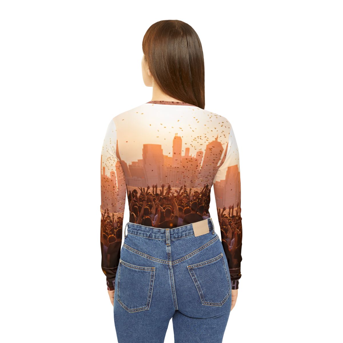 Women's Long Sleeve V-Neck - City Lights | Echovira Gallery