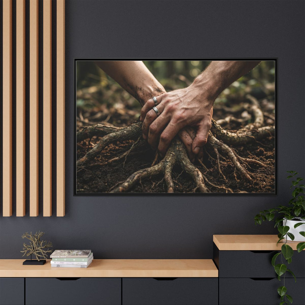 Framed Landscape Canvas of Forest Hands & Roots