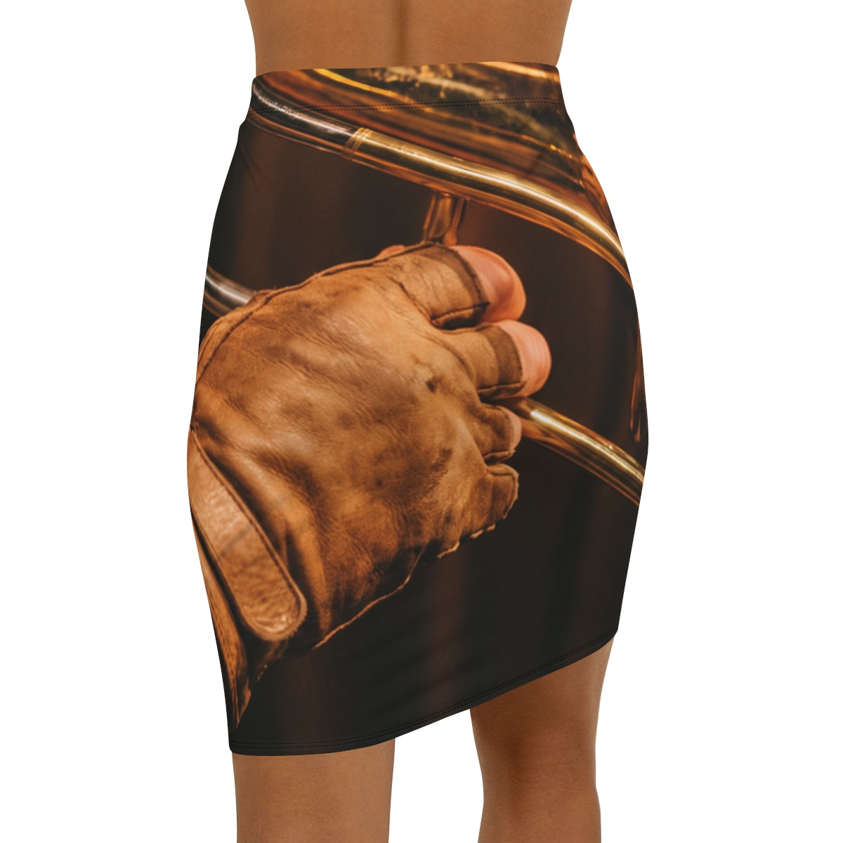 Women's Pencil Skirt - Retro Brass Groove | Echovira Gallery