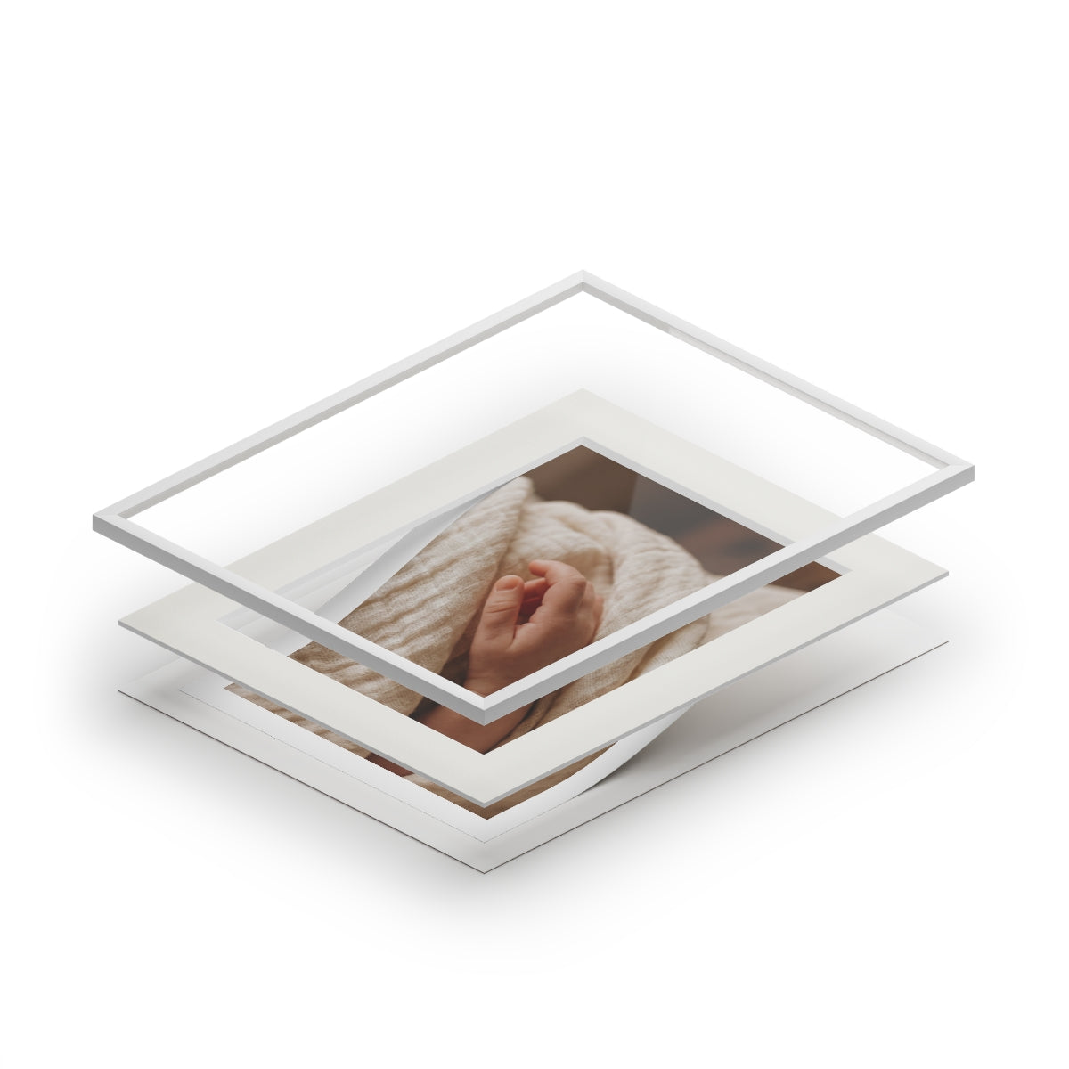 Fine Art Prints - Tender Newborn Hand in Soft Muslin Blanket...