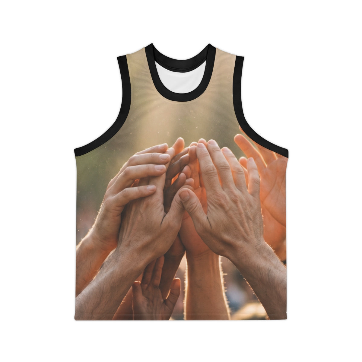Men's Unisex Basketball Jersey - Golden Rays of Unity Wall...
