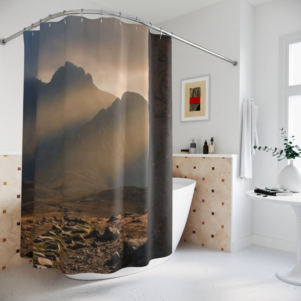 Shower Curtains - Mystic Monolith Ancient Persian Mountain...