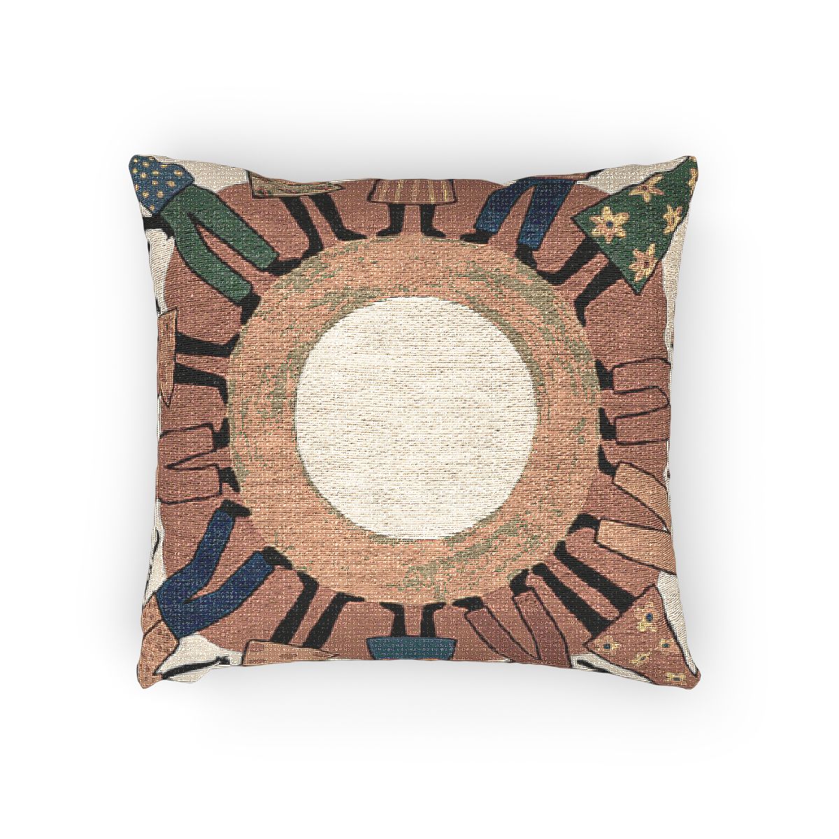 Woven Pillow - Unity Mandala Folk Art | Echovira Gallery