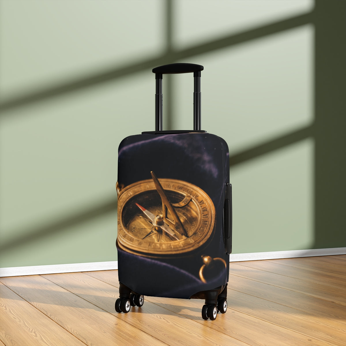 Antique Brass Sundial Compass Luggage Cover