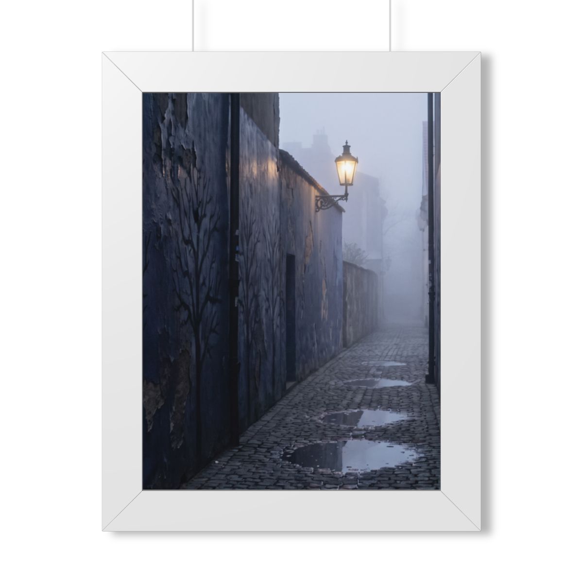 Framed Vertical Poster - Cobblestone in Mist — White (11×14...