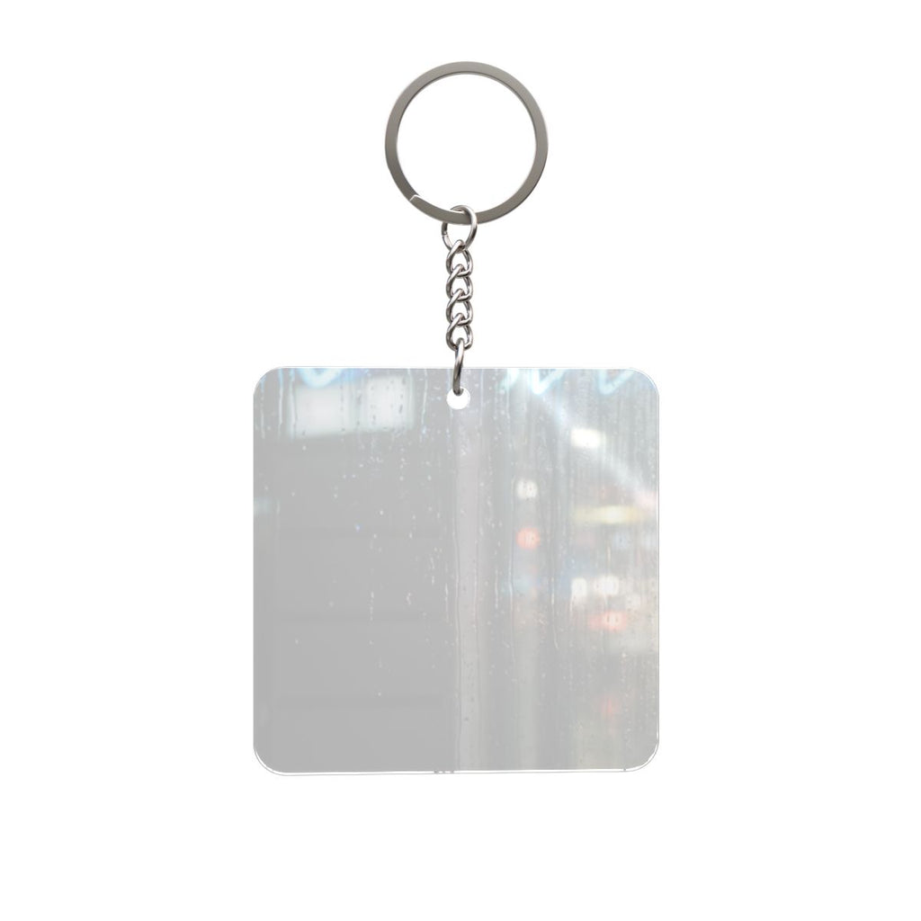 Square Keychain - Neon Rain Boulevard | Echovira Gallery