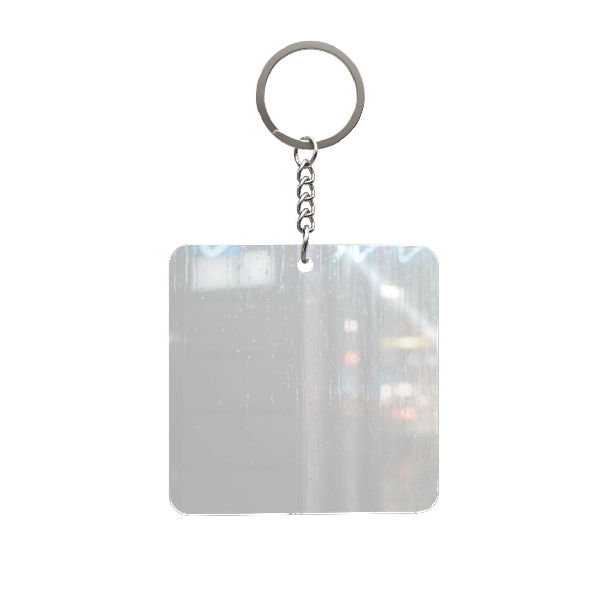 Square Keychain - Neon Rain Boulevard | Echovira Gallery