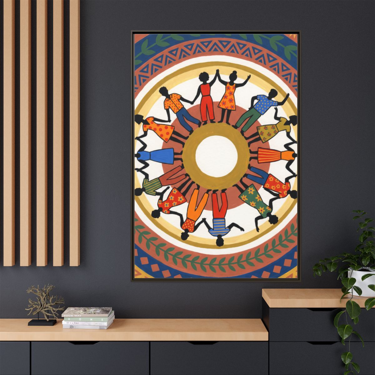 Matte Canvas, Framed - Unity Mandala Folk Art (8×10, 9×12......