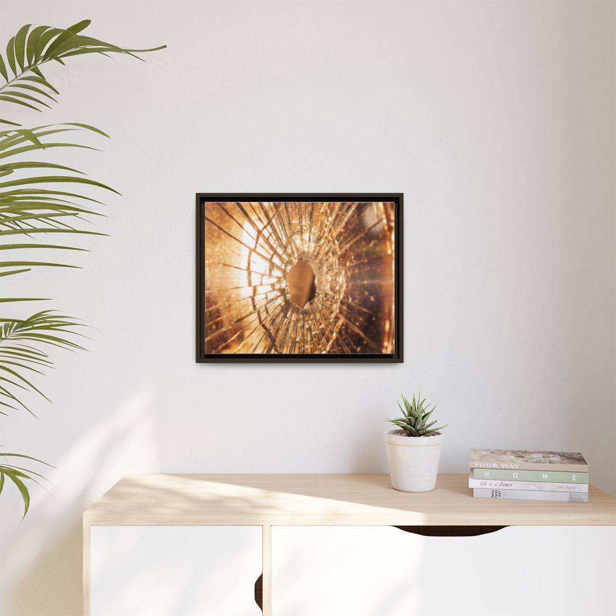 Matte Canvas, Framed - Golden Fractured Art — Espresso /......