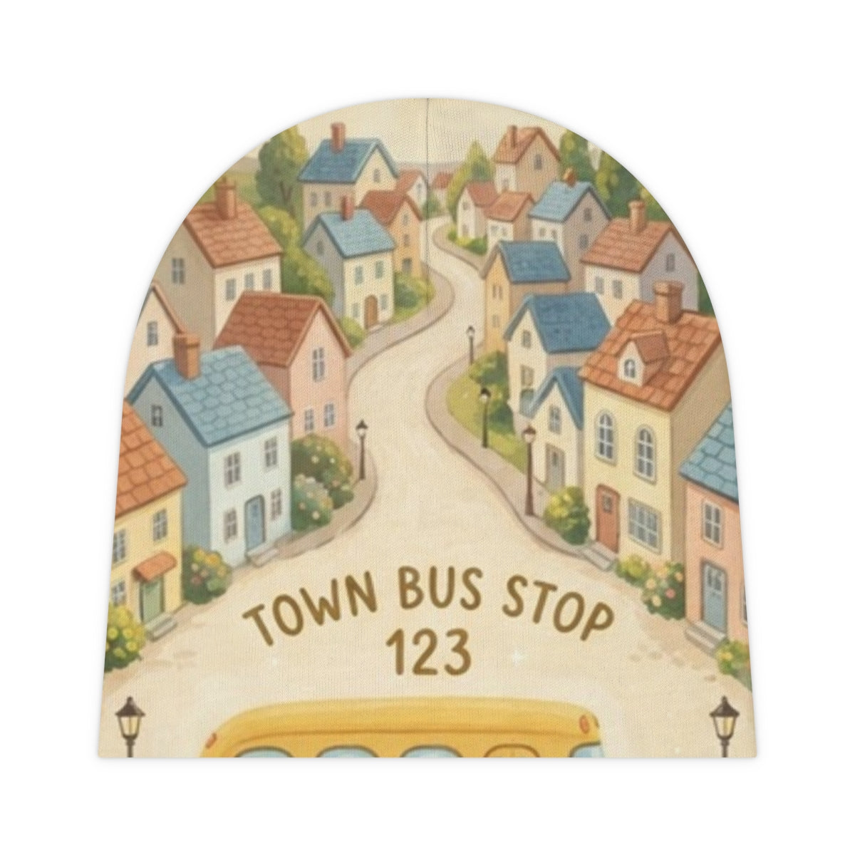 Baby Beanie - Sunny Village Bus Stop | Echovira Gallery