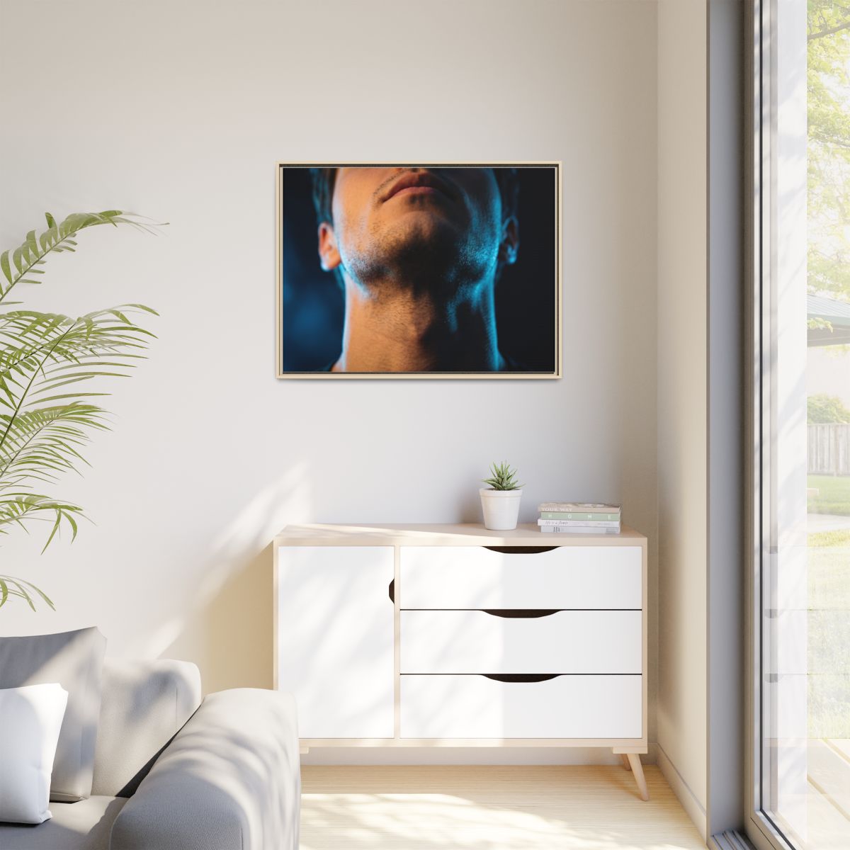 Matte Canvas, Framed - Neon Shadows Cinematic Portrait Art...