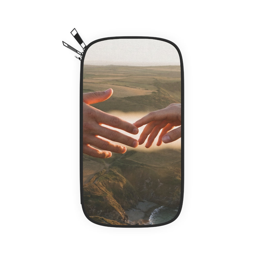 Passport Wallet - The Infinite Touch | Ethereal Coastal Art...