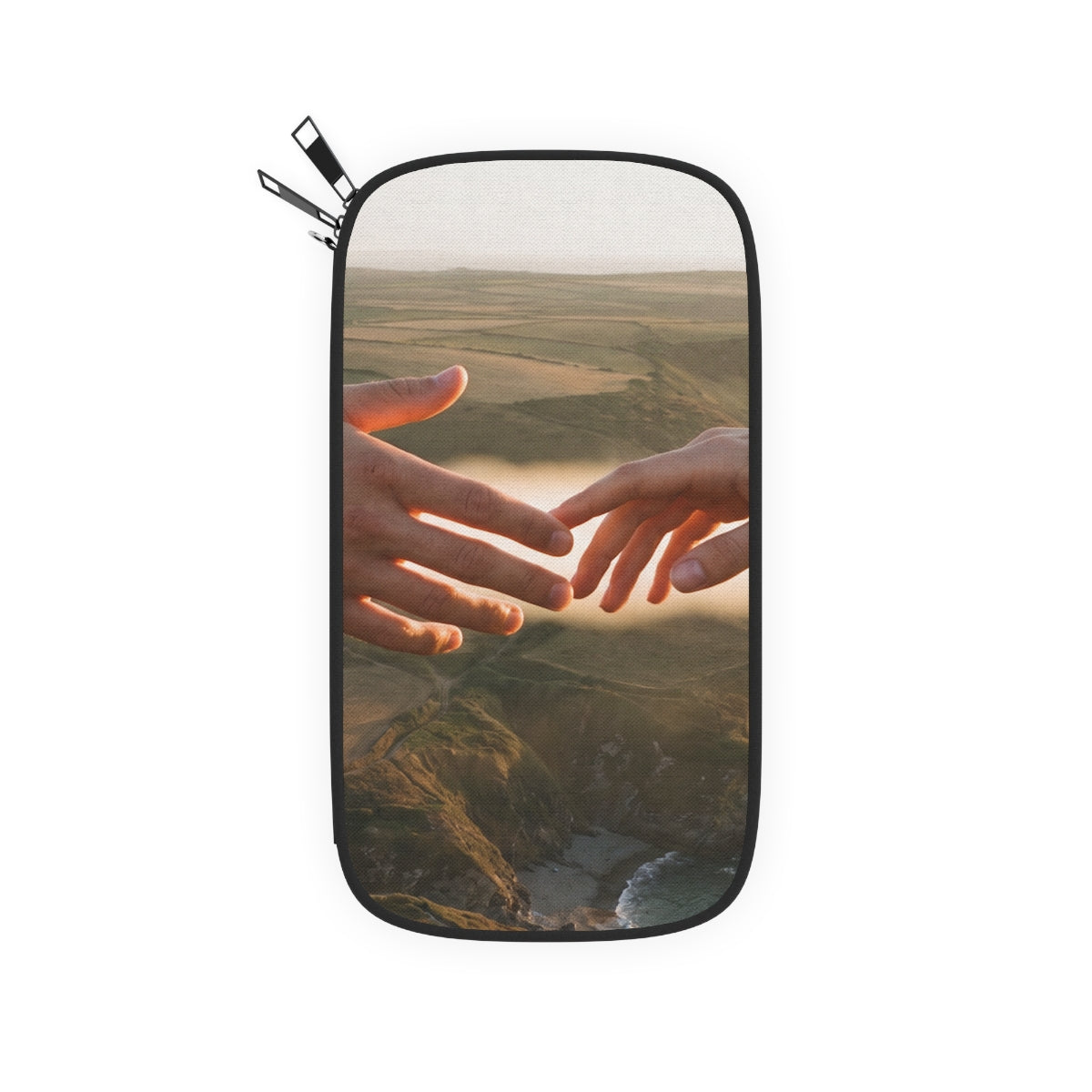 Passport Wallet - The Infinite Touch | Ethereal Coastal Art...