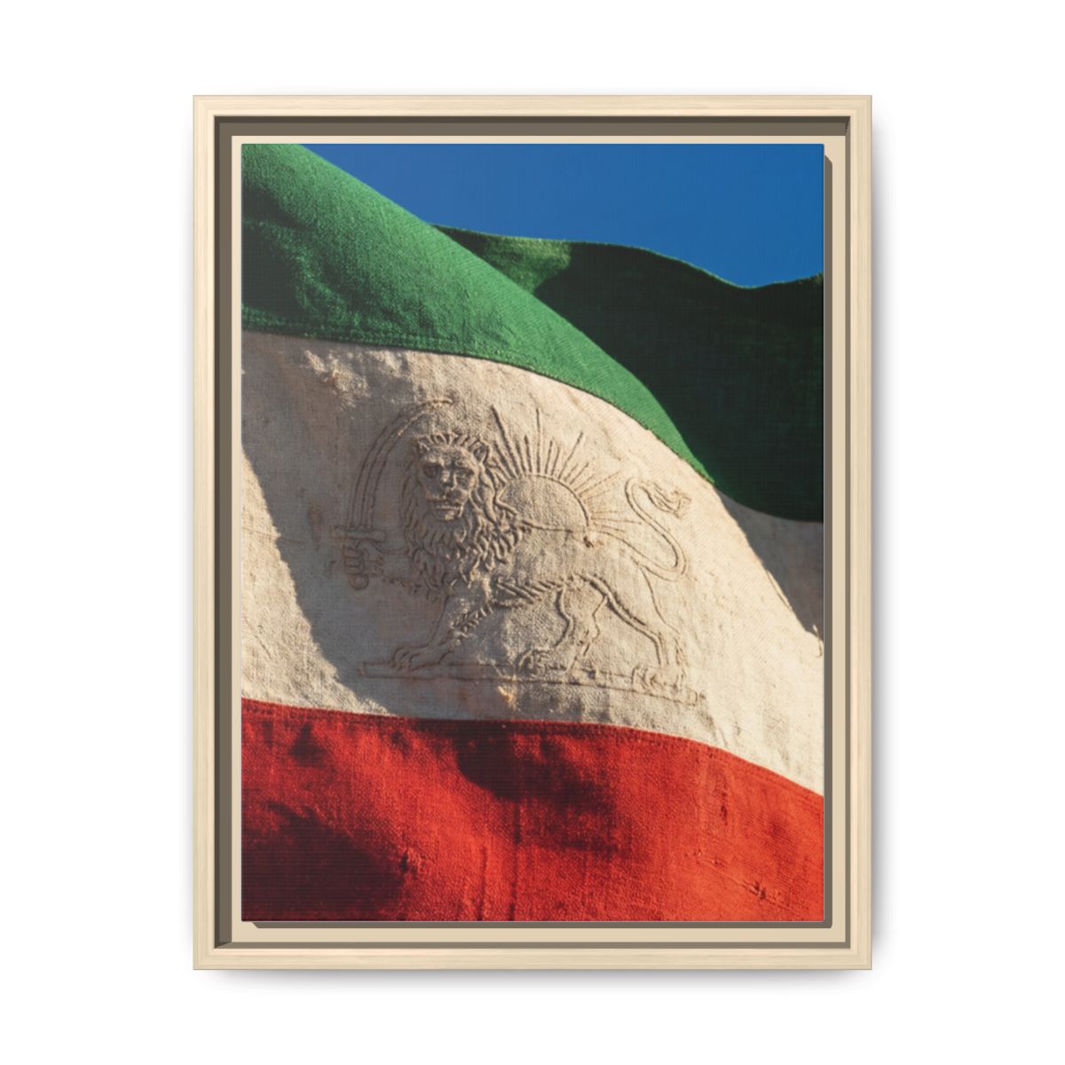 Framed Canvas Art - Distressed Flag — Natural / 1.25"