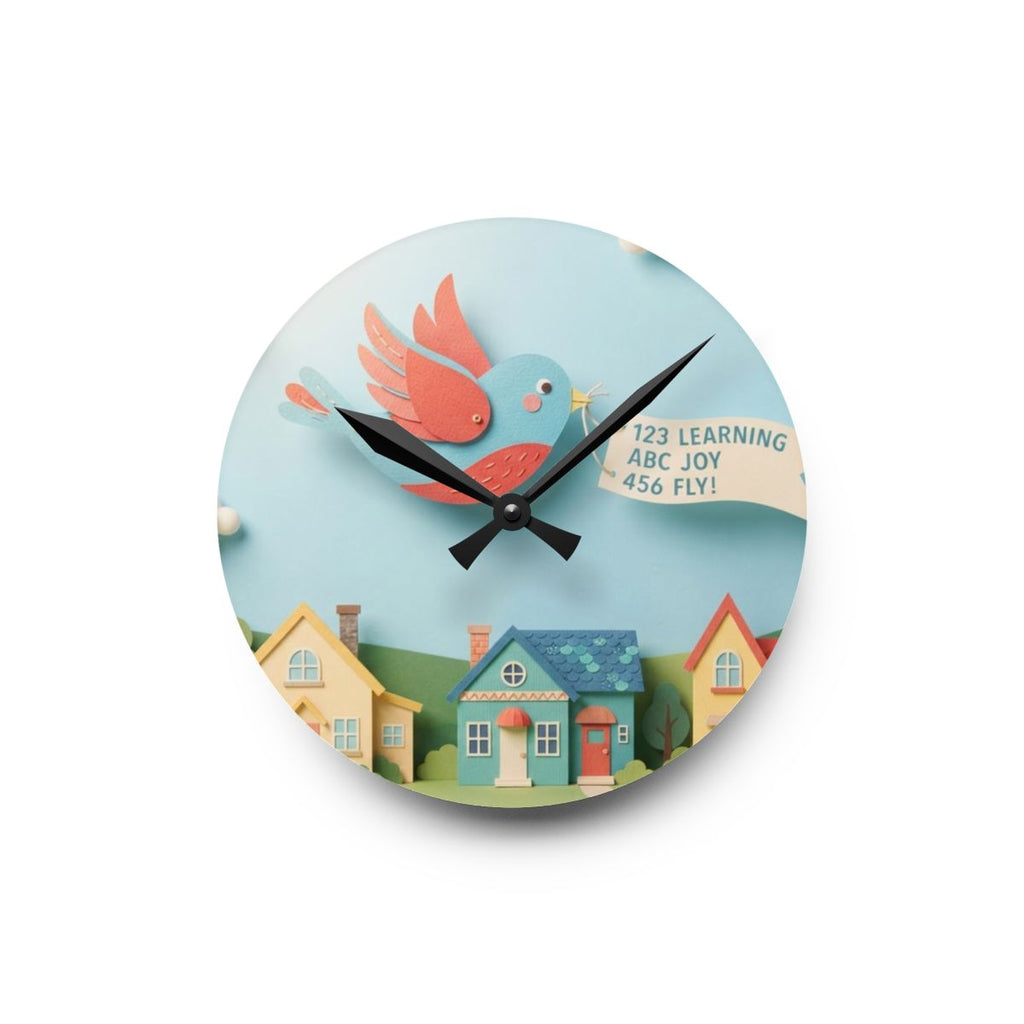 Acrylic Wall Clock - Storytime Sky Bluebird | Echovira...