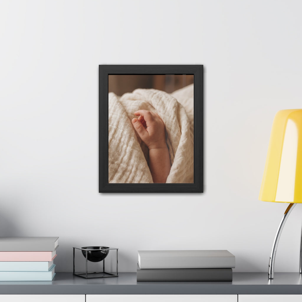Framed Poster - Tender Newborn Hand (8×12, 9×11, 11×14... |...