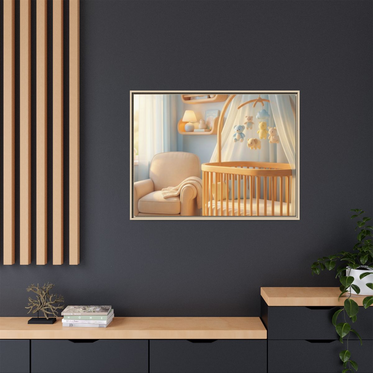 Matte Canvas, Framed - Dreamy Serene Nursery Art — Natural /...