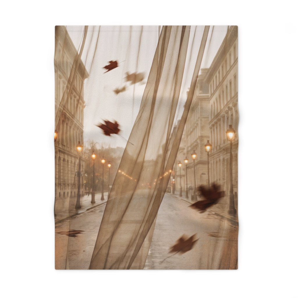 Autumn European Streetscape Fleece Baby Blanket