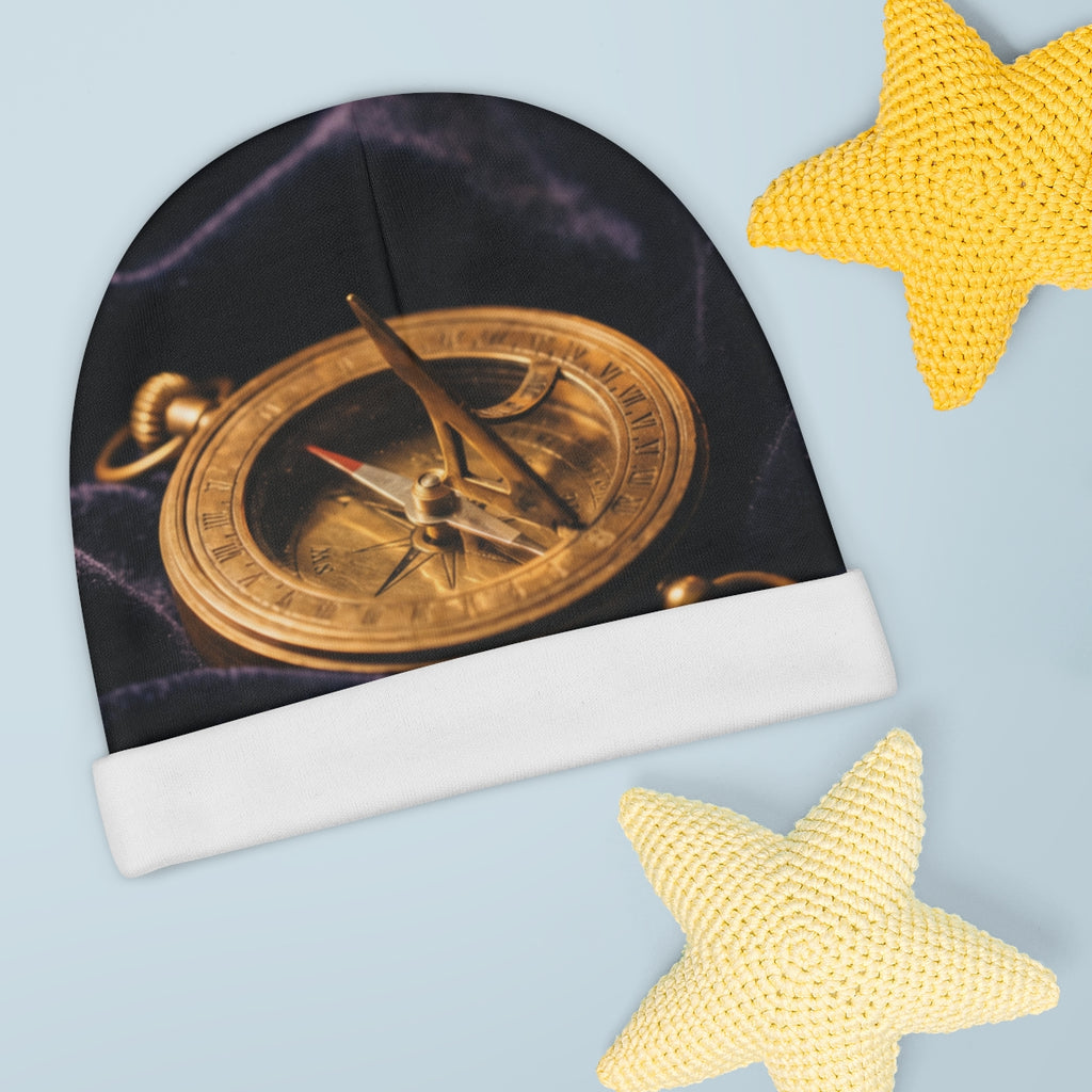 Baby Beanie with Vintage Sundial Compass