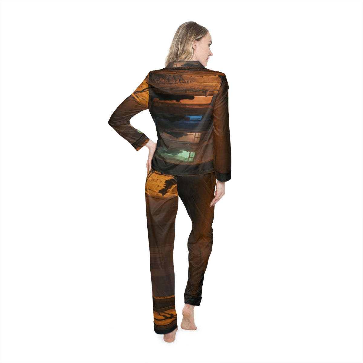 Women's Satin Pajamas - Shadowed Alleyway Mystery Art Print...
