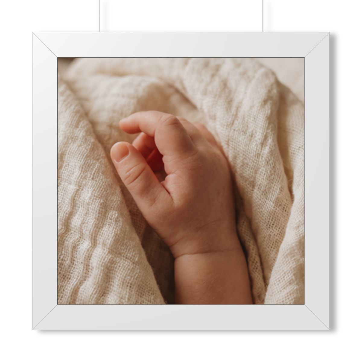 Framed Horizontal Poster - Tender Newborn Hand in Soft... |...