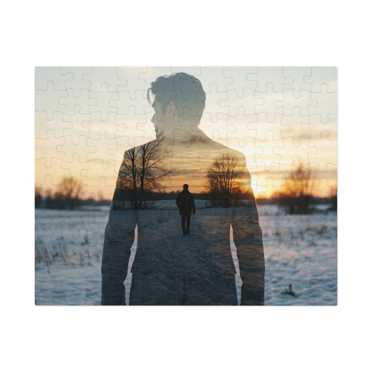 Jigsaw Puzzle with Tin - Silent Horizon Double Exposure Art...