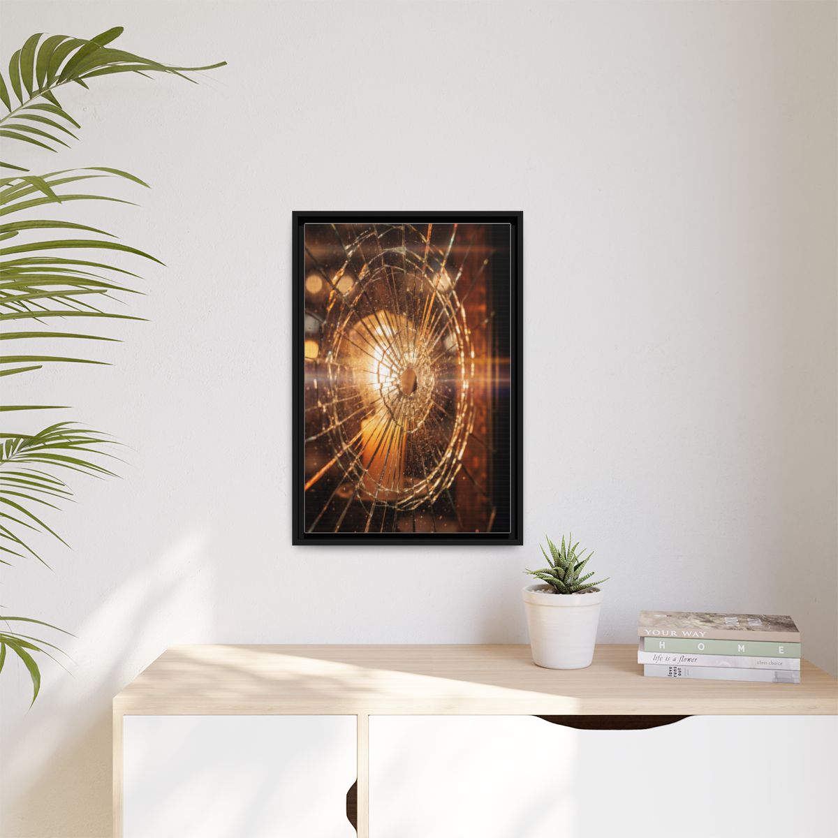Matte Canvas, Framed - Golden Fractured Art — Black / 1.25"...