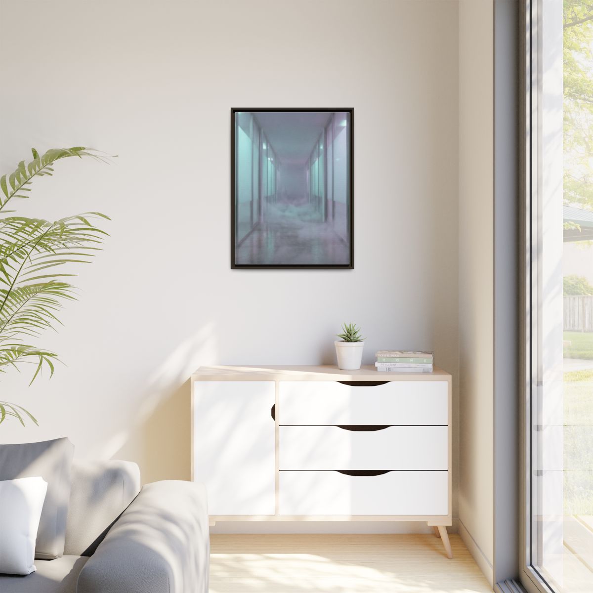 Matte Canvas, Framed - Liminal Corridor Fog Art Print —... |...