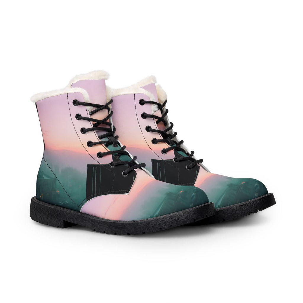 Men's Fur and Leather Boots - Twilight Skyline | Echovira...