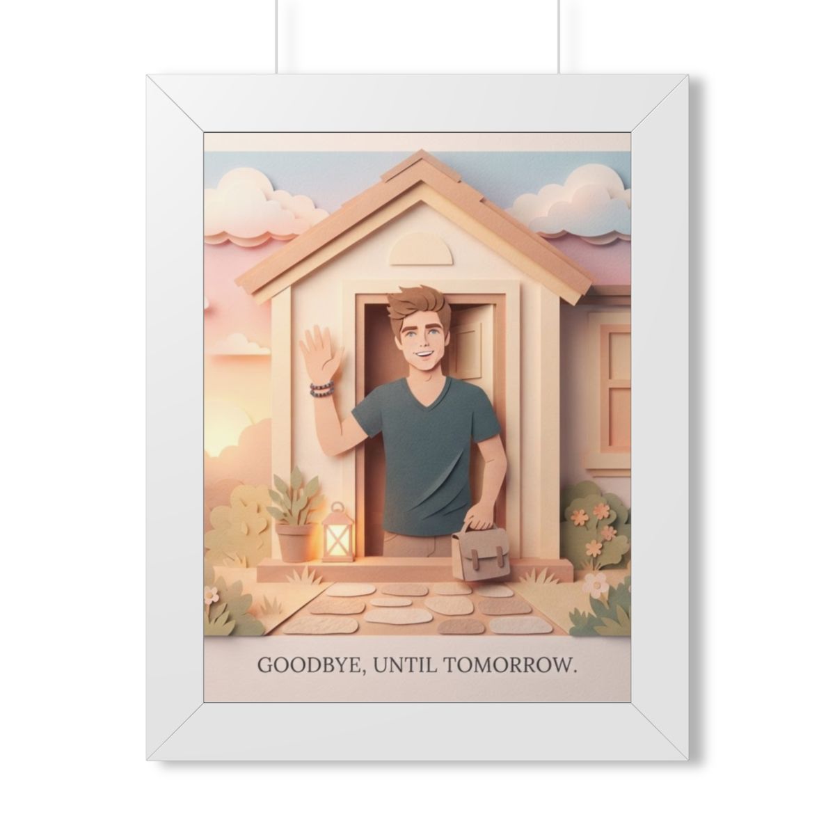 Framed Vertical Poster - Safe Journey Paper Cut Home Art —...
