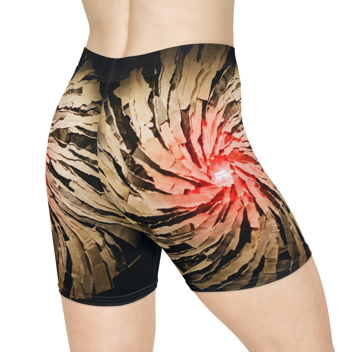 Women's Biker Shorts - Crimson Vortex Fit | Echovira Gallery
